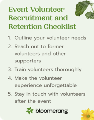 This is a checklist for recruiting reliable event volunteers 